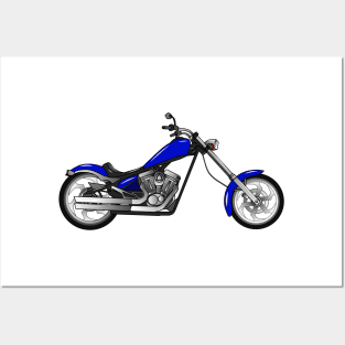 Chopper motorcycle cartoon illustration Posters and Art